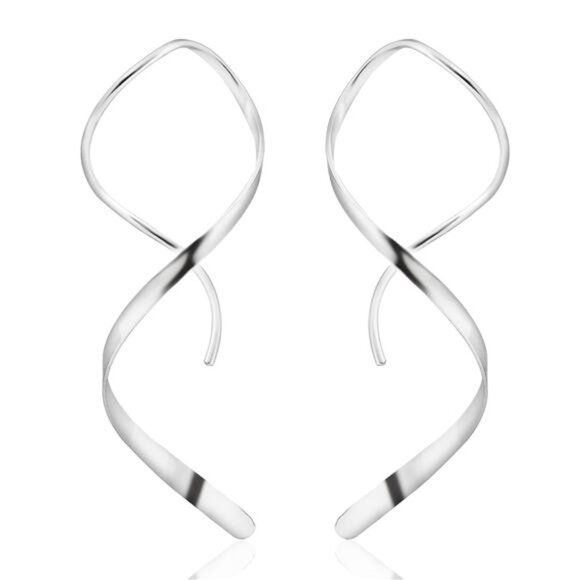 925 Sterling Silver Spiral Threader Earrings Hypoallergenic Twisted Trendy - Picture 1 of 7